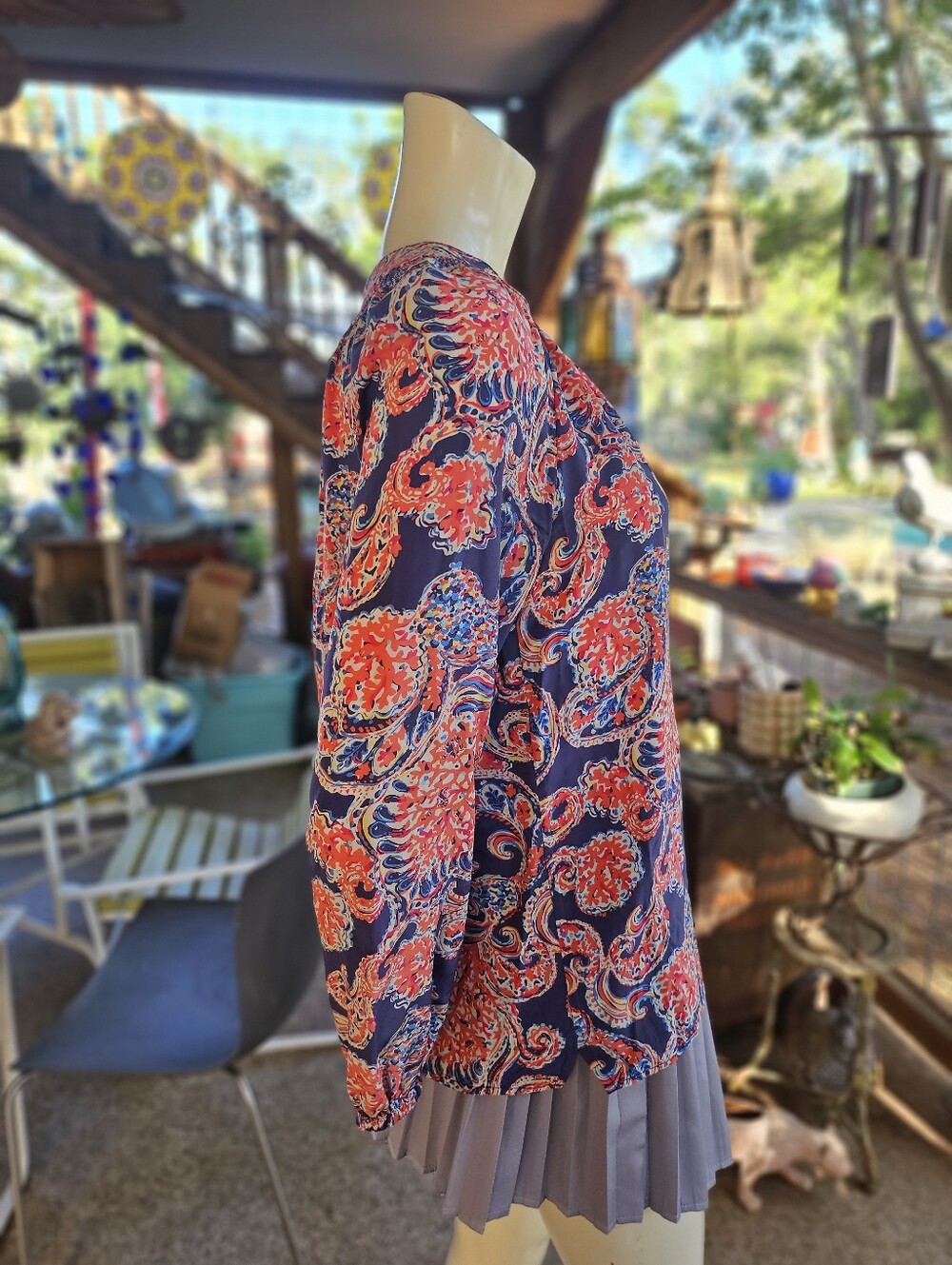Lilly Pulitzer Women's S Red Elsa For The Halibut Silk Paisley Peasant Blouse - Picture 5 of 11